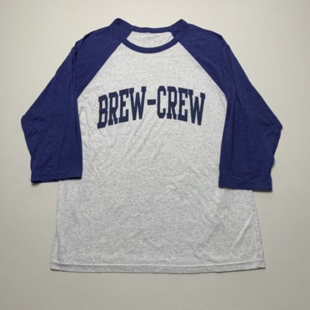 Brew Crew Ragland Tshirt Grey Blue Small /Medium